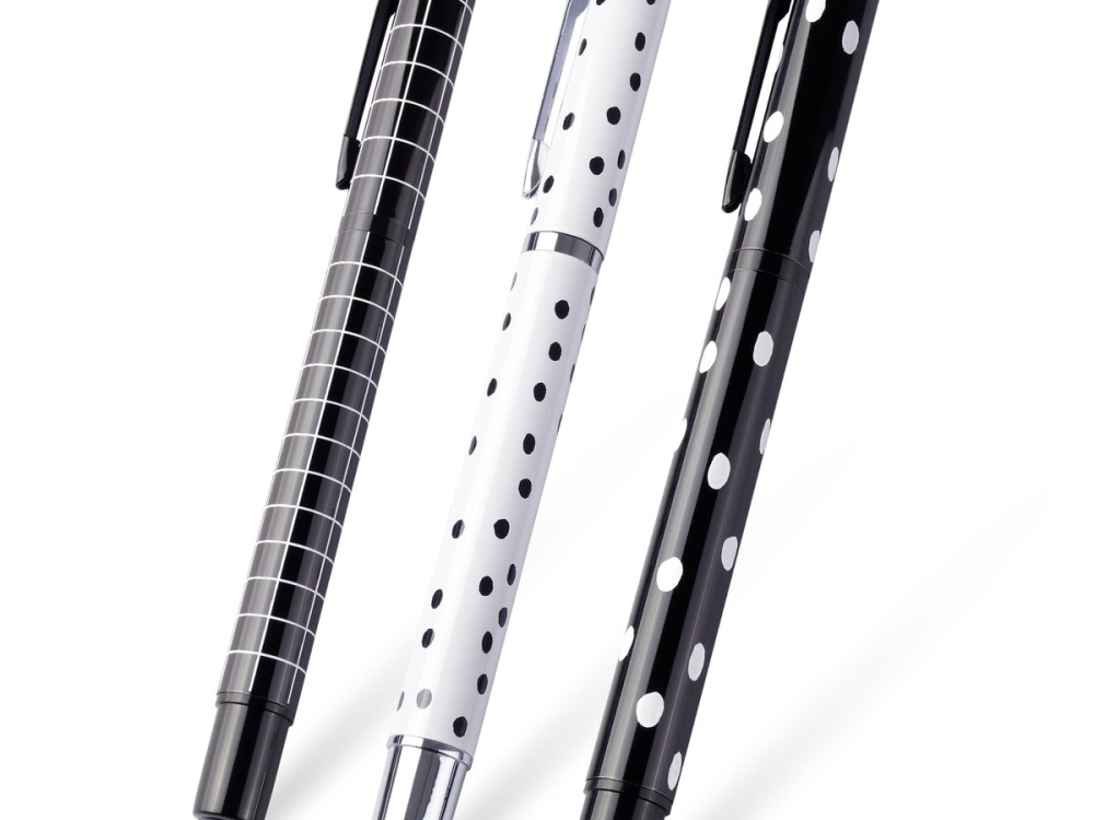 Balpen set - set van 3 pennen - stippen - ruiten - zwart/wit
